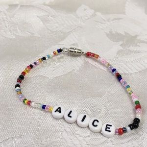 ALICE personalized beaded bracelet-7”-NEW